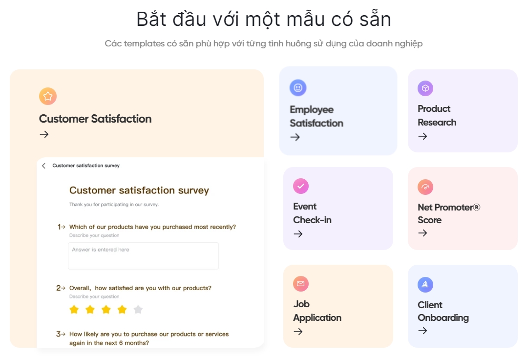 các template lark form có sẵn